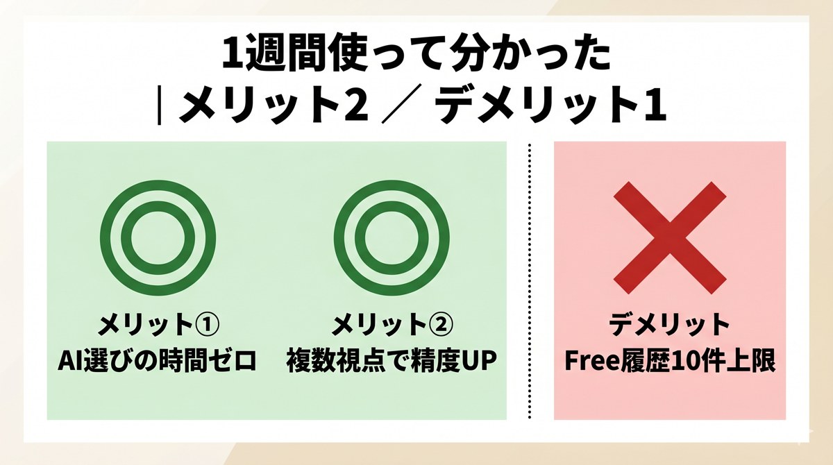 天秤AI 使い方｜メリット2デメリット1の実体験サマリー