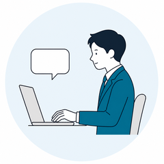 ノートパソコンで無料セミナーを予約する人のイメージイラスト