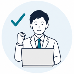 チェックマークと申し込みを終えた人のイメージイラスト
