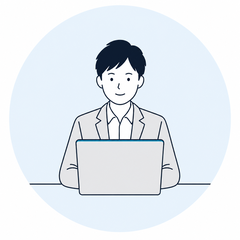 ノートパソコンで学習を始める人のイメージイラスト