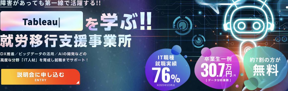 Neuro Dive公式LPのファーストビュー。「IT職種 就職実績76%（※2025年9月時点）」「卒業生一例 30.7万円/月（データ分析業務）」「約7割の方が無料」の表示。2026年9月3日確認